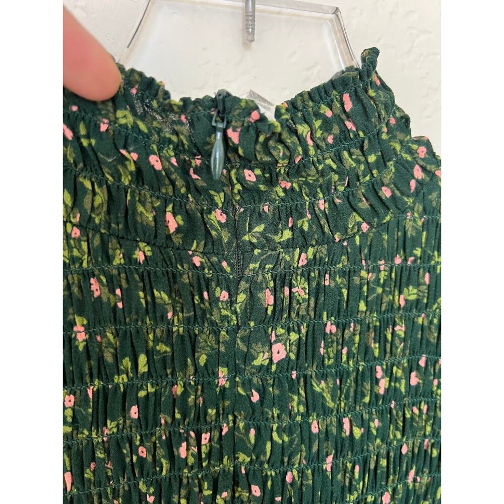 Reformation Brandi Mock Neck Mini Dress S in Coriander Green Floral - Picture 7 of 13
